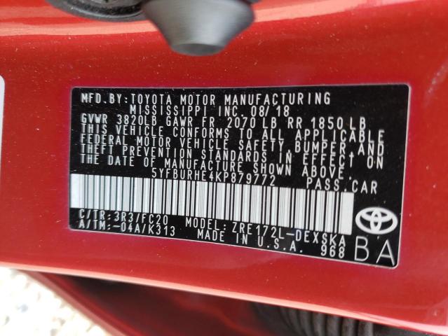 Photo 10 from auction – 2019 TOYOTA COROLLA L with VIN 5YFBURHE4KP879772