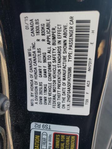 Photo 10 from auction – 2015 HONDA CIVIC SI with VIN 2HGFG4A50FH702686