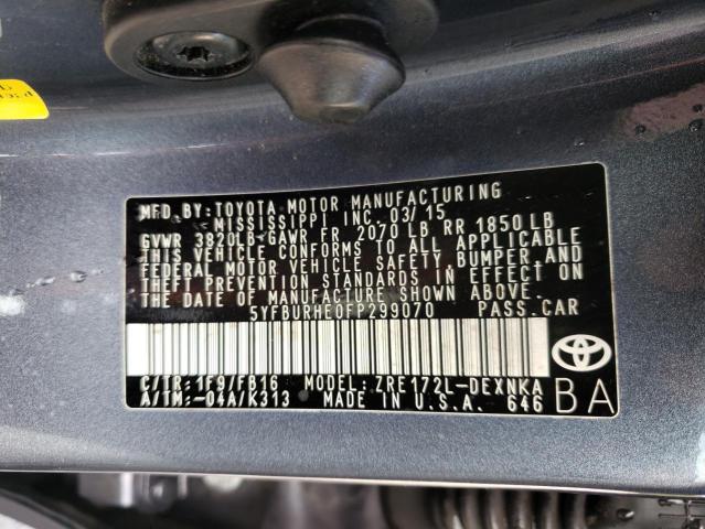Photo 10 from auction – 2015 TOYOTA COROLLA L with VIN 5YFBURHE0FP299070