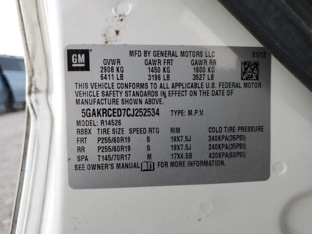Photo 10 from auction – 2012 BUICK ENCLAVE with VIN 5GAKRCED7CJ252534