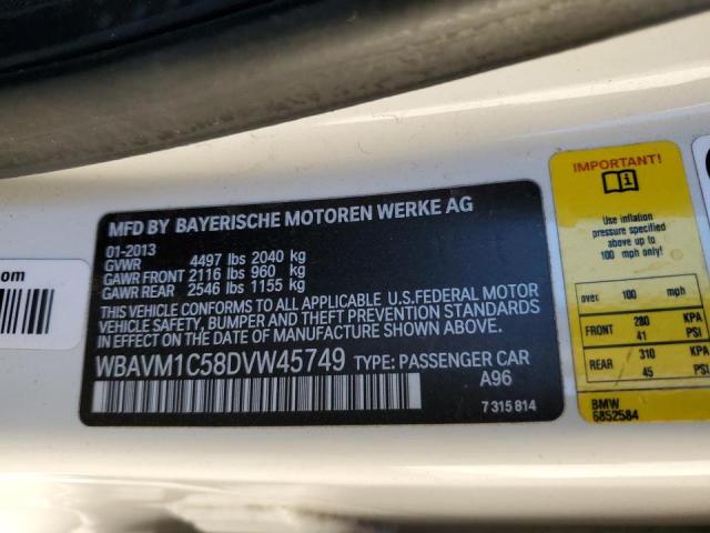 Photo 10 from auction – 2013 BMW X1 SDRIVE2 with VIN WBAVM1C58DVW45749