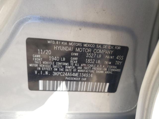 Photo 10 from auction – 2021 HYUNDAI ACCENT SE with VIN 3KPC24A64ME134914