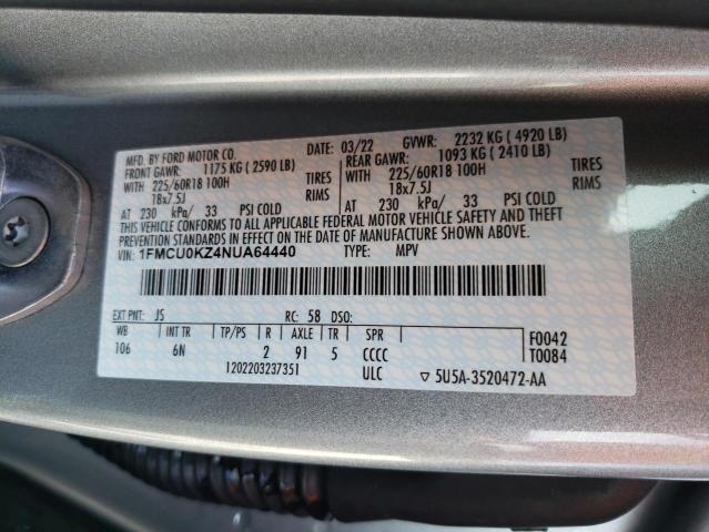 Photo 10 from auction – 2022 FORD ESCAPE SEL with VIN 1FMCU0KZ4NUA64440