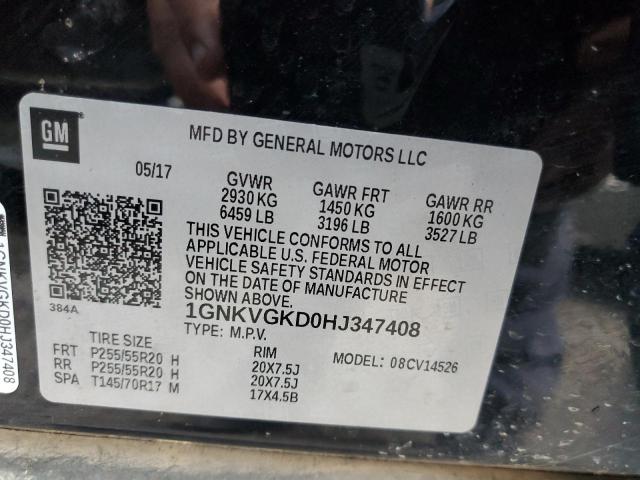 Photo 10 from auction – 2017 CHEVROLET TRAVERSE L with VIN 1GNKVGKD0HJ347408