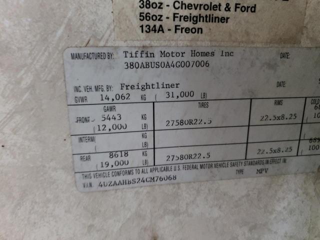 Photo 10 from auction – 2004 FREIGHTLINER CHASSIS X with VIN 4UZAAHBS24CM76068