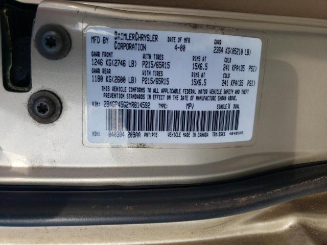 Photo 10 from auction – 2000 DODGE CARAVAN SE with VIN 2B4GP45G2YR814592