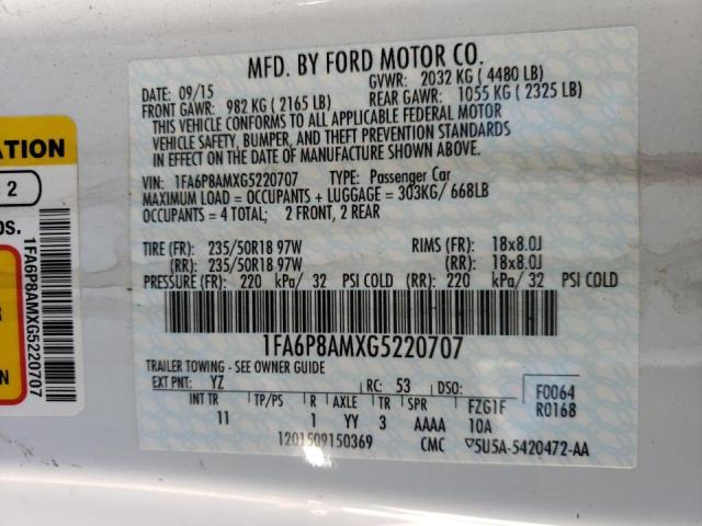 Photo 10 from auction – 2016 FORD MUSTANG with VIN 1FA6P8AMXG5220707