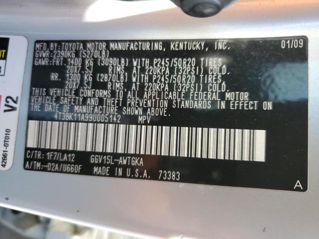 Photo 10 from auction – 2009 TOYOTA VENZA with VIN 4T3BK11A99U005142