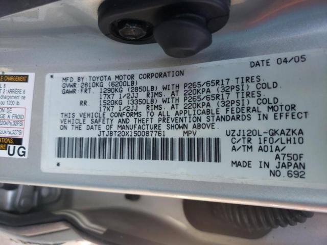 Photo 10 from auction – 2005 LEXUS GX 470 with VIN JTJBT20X150087761