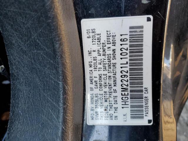 Photo 10 from auction – 2001 HONDA CIVIC SI with VIN 1HGEM22921L102161