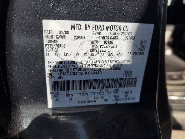 Photo 10 from auction – 2008 FORD ESCAPE XLT with VIN 1FMCU03138KE62389