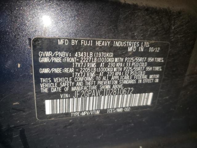 Photo 10 from auction – 2013 SUBARU XV CROSSTR with VIN JF2GPAVC1D2810672