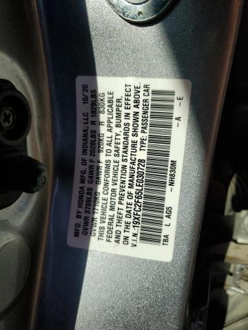 Photo 10 from auction – 2020 HONDA CIVIC LX with VIN 19XFC2F65LE030728