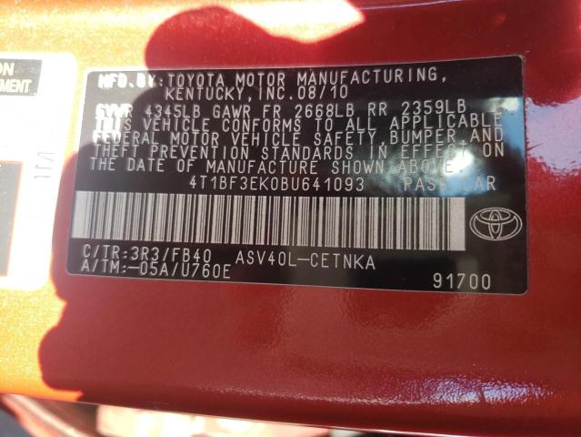 Photo 10 from auction – 2011 TOYOTA CAMRY BASE with VIN 4T1BF3EK0BU641093