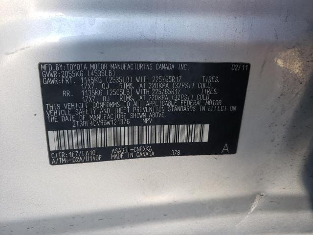 Photo 10 from auction – 2011 TOYOTA RAV4 with VIN 2T3BF4DV8BW121376