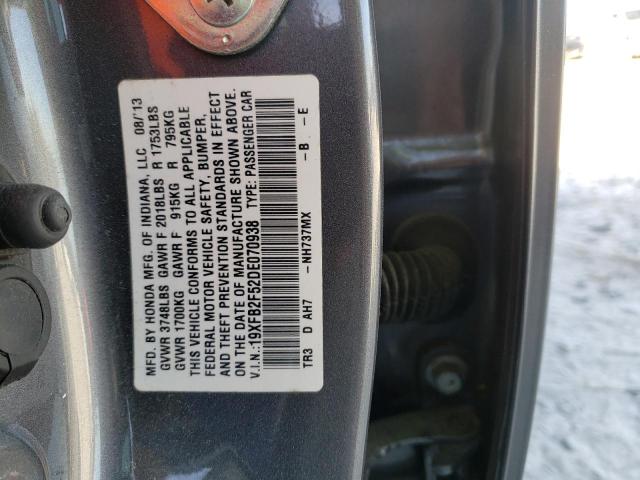 Photo 10 from auction – 2013 HONDA CIVIC LX with VIN 19XFB2F52DE070938