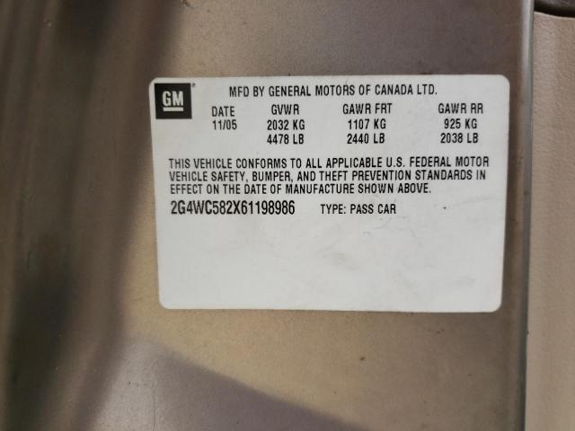Photo 10 from auction – 2006 BUICK LACROSSE C with VIN 2G4WC582X61198986