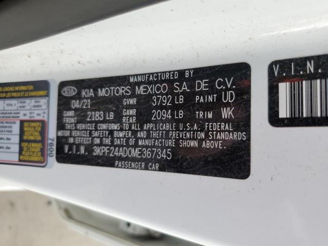 Photo 10 from auction – 2021 KIA FORTE FE with VIN 3KPF24AD0ME367345