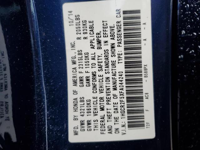 Photo 10 from auction – 2015 HONDA ACCORD SPO with VIN 1HGCR2F5XFA044240