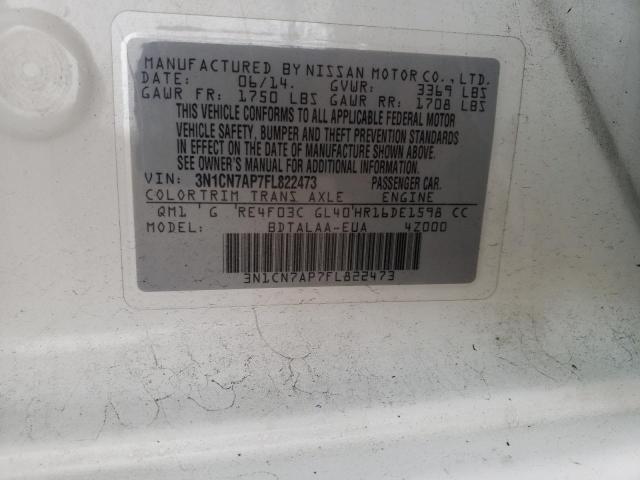 Photo 10 from auction – 2015 NISSAN VERSA S with VIN 3N1CN7AP7FL822473