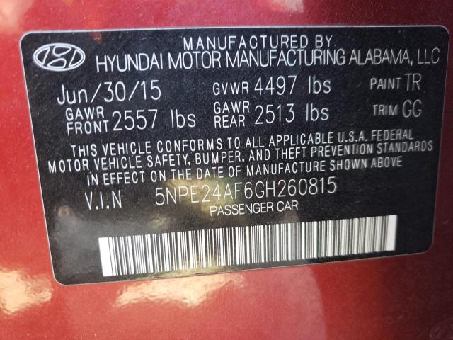 Photo 10 from auction – 2016 HYUNDAI SONATA SE with VIN 5NPE24AF6GH260815