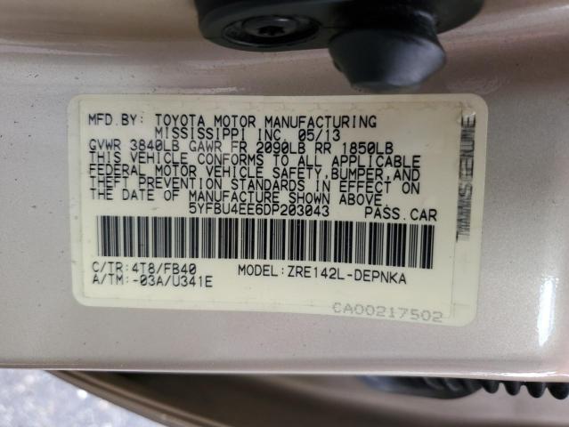 Photo 10 from auction – 2013 TOYOTA COROLLA BA with VIN 5YFBU4EE6DP203043