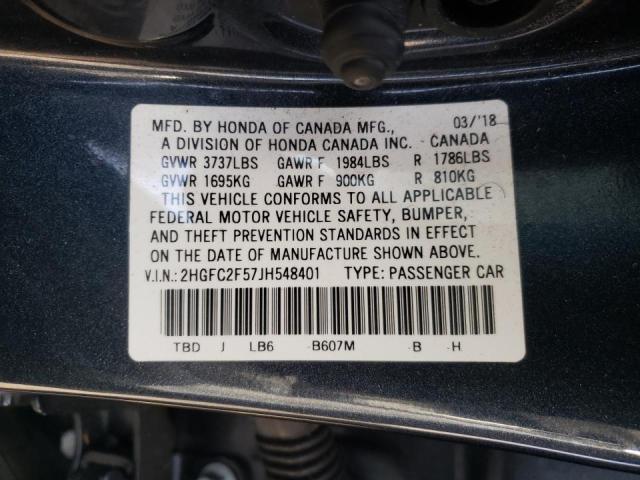 Photo 10 from auction – 2018 HONDA CIVIC LX with VIN 2HGFC2F57JH548401