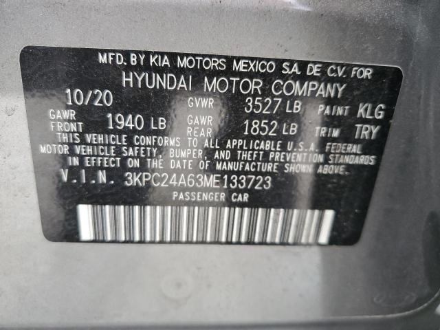 Photo 10 from auction – 2021 HYUNDAI ACCENT SE with VIN 3KPC24A63ME133723