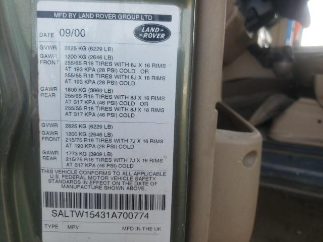Photo 10 from auction – 2001 LAND ROVER DISCOVERY with VIN SALTW15431A700774