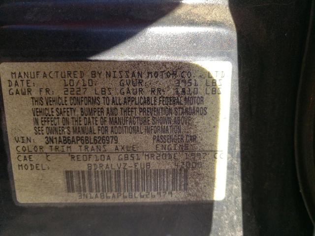 Photo 10 from auction – 2011 NISSAN SENTRA 2.0 with VIN 3N1AB6AP6BL626979