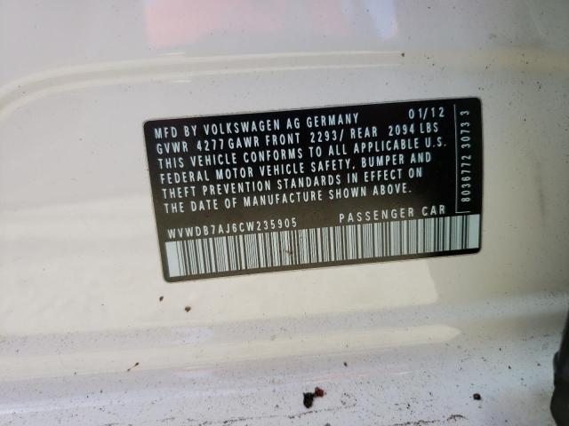 Photo 10 from auction – 2012 VOLKSWAGEN GOLF with VIN WVWDB7AJ6CW235905