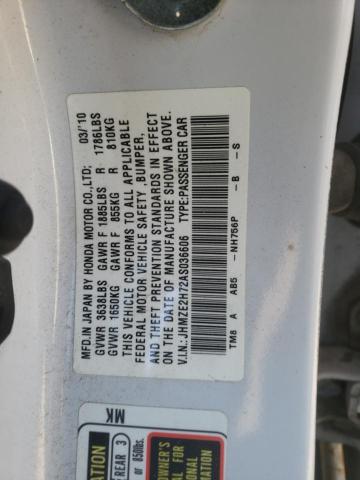Photo 10 from auction – 2010 HONDA INSIGHT EX with VIN JHMZE2H72AS036606