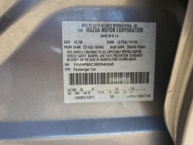 Photo 10 from auction – 2008 MAZDA 6 I with VIN 1YVHP80C385M40245