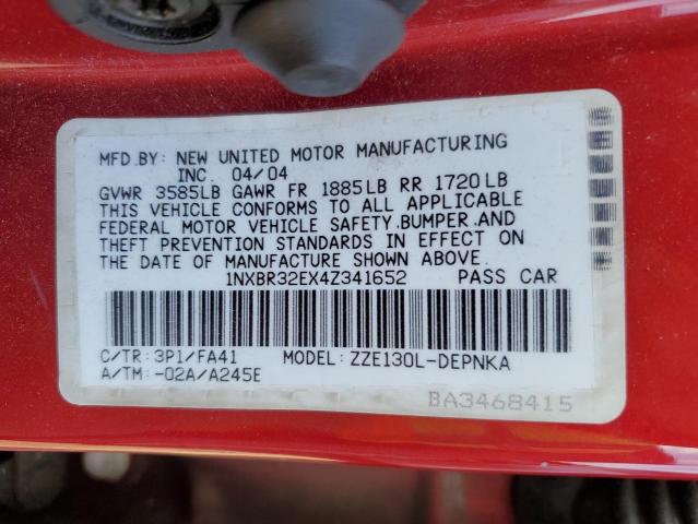Photo 10 from auction – 2004 TOYOTA COROLLA CE with VIN 1NXBR32EX4Z341652