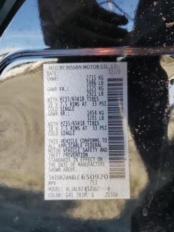 Photo 10 from auction – 2020 NISSAN PATHFINDER with VIN 5N1DR2AN8LC650920