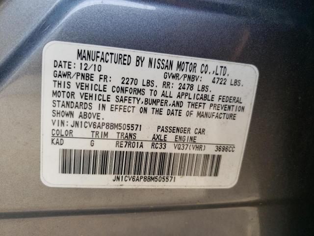 Photo 10 from auction – 2011 INFINITI G37 BASE with VIN JN1CV6AP8BM505571