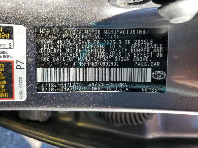Photo 10 from auction – 2015 TOYOTA CAMRY LE with VIN 4T1BF1FK9FU892932