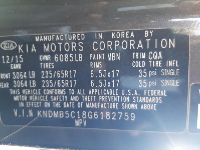 Photo 10 from auction – 2016 KIA SEDONA LX with VIN KNDMB5C18G6182759