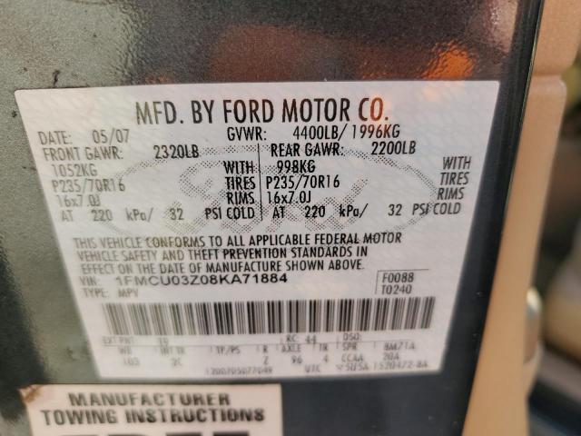 Photo 10 from auction – 2008 FORD ESCAPE XLT with VIN 1FMCU03Z08KA71884