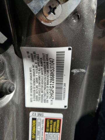 Photo 10 from auction – 2008 HONDA CIVIC with VIN 2HGFG12868H531047