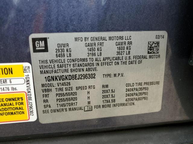 Photo 10 from auction – 2014 CHEVROLET TRAVERSE L with VIN 1GNKVGKD8EJ296302