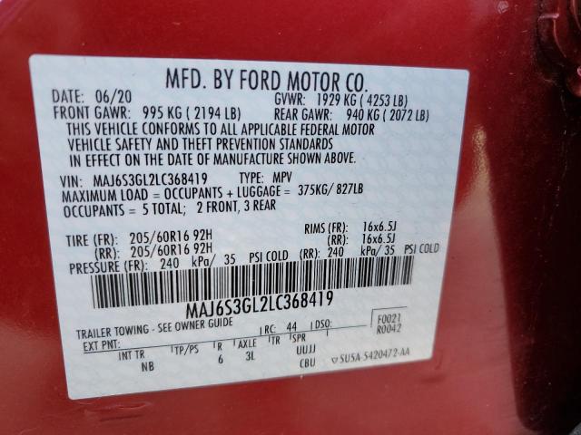 Photo 10 from auction – 2020 FORD ECOSPORT S with VIN MAJ6S3GL2LC368419