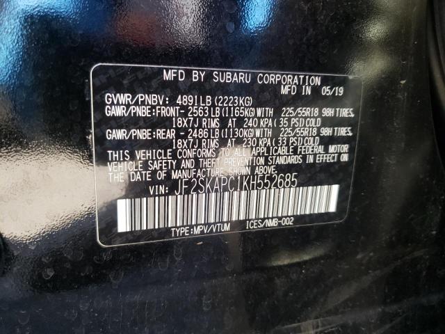 Photo 10 from auction – 2019 SUBARU FORESTER S with VIN JF2SKAPC1KH552685