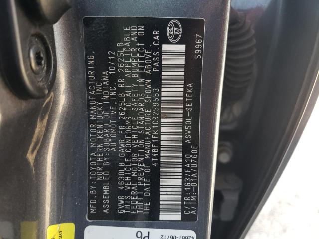 Photo 10 from auction – 2012 TOYOTA CAMRY BASE with VIN 4T4BF1FK1CR259553