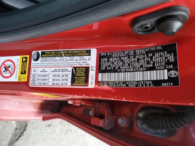 Photo 10 from auction – 2014 TOYOTA CAMRY L with VIN 4T1BF1FK9EU751874
