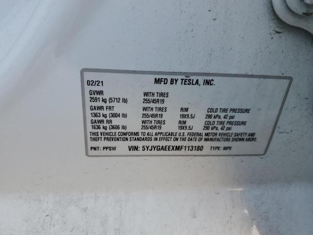 Photo 10 from auction – 2021 TESLA MODEL Y with VIN 5YJYGAEEXMF113180