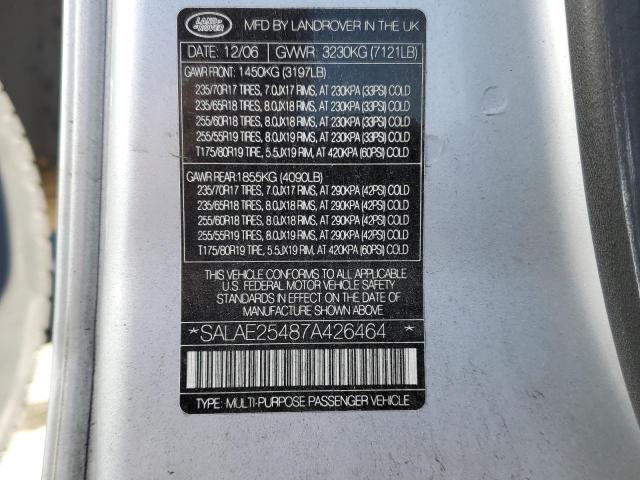 Photo 10 from auction – 2007 LAND ROVER LR3 with VIN SALAE25487A426464