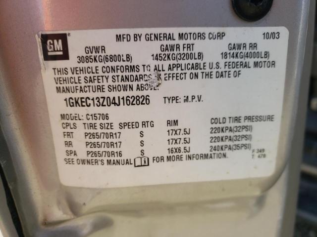Photo 10 from auction – 2004 GMC YUKON with VIN 1GKEC13Z04J162826