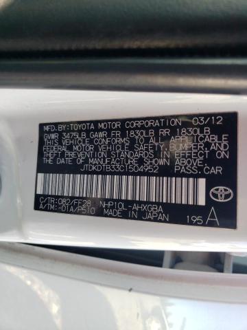 Photo 10 from auction – 2012 TOYOTA PRIUS C with VIN JTDKDTB33C1504952