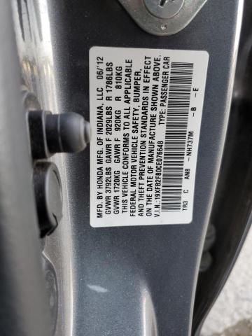 Photo 10 from auction – 2012 HONDA CIVIC EX with VIN 19XFB2F80CE076648